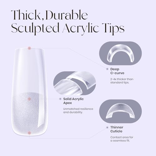 Tipex Instant Apex Nail Tips - 128 Pcs Long Coffin Acrylic Nails