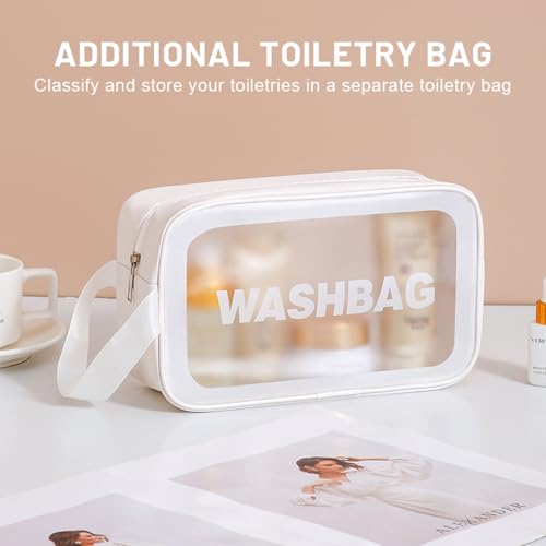 15 Inch Portable Hard Shell Makeup Case, Mini Cosmetic Travel Luggage Case with Shoulder Strap, Small Travel Suitcase Train Case with Toiletry Bag, ABS Material, White