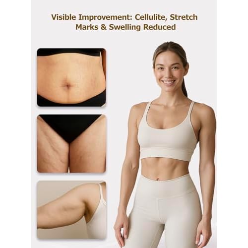 Lymphatic Drainage Massager & Anti Cellulite Massage Tool, Helps Reduce Stretch Marks & Cellulite, for Legs, Arms & Belly, Body Sculpting Machine with Microcurrent, Light, Heat & Vibration