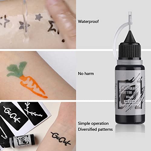 STIGMA Temporary Tattoo Kit - 10 Color Inks & 84 Stencils