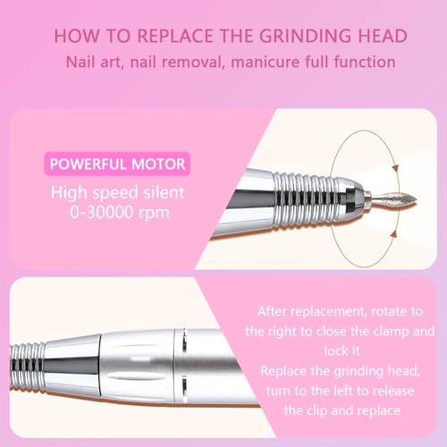 Electric Nail Drill File Professional,30000 RPM Portable Nail Drill Machine Kit Manicure Pedicure Tools Polishing Set with Nail Drill Bits Sanding Bands ? (Dazzling Purple)
