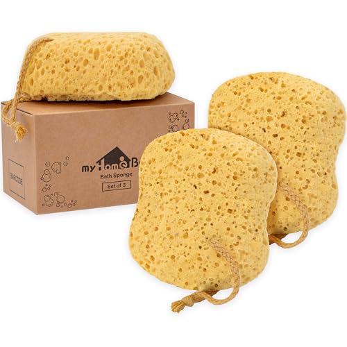 myHomeBody Large Bath Sponge, 3 Pack Foam Loofah