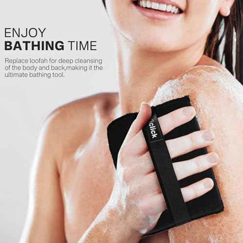 Yiclick Exfoliating Body Scrubber Exfoliator 2 Pack - Exfoliating Sponge, Shower Bath Sponge Loofah with Handle, Body Scrub Lufas Washcloth Net Brush, Dead Skin Remover for Body(Rectangle)