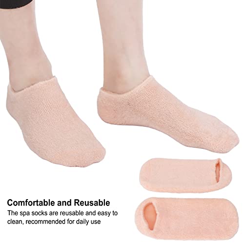 2pcs Moisturizing Socks, Foot Spa Gel Silicone Socks for Women, Extra Soft Gel Socks Gel Spa Socks for Dry Cracked Feet for Home, Repairing Rough Skin Essential Oil Gel Layer