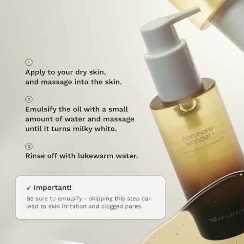 HARUHARU wonder Black Rice Moisture Cleansing Oil, Double Cleansing, Daily Makeup Remover, Pore Oil Cleanser, Korean Skincare, For sensitive, Non-comedogenic, 5.1 fl oz