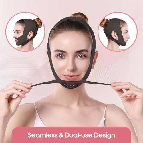 Chin Strap for Sleeping, Double Chin Strap - Double Chin Mask & Face Slimming Mask - Breathable Face Lifter & V Line Mask - Reusable Vline Face Lifting Mask for Women, Chin Lift Mask, Black