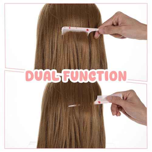 Baby Comb Set, Small Cute Fine Tooth Toddler Comb & Rat Tail Baby Comb for Styling, Pink Baby Hair Comb Plastic Parting Combs, Anti-Static Mini Hairdressing Comb for Baby Girl Wet Dry Hair (2Pcs)