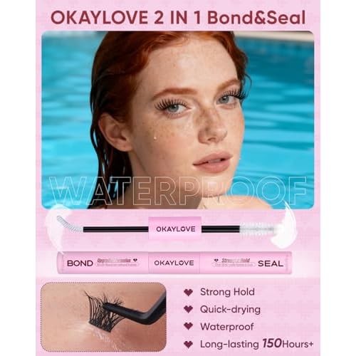OKAYLOVE Manga Lash Clusters with Spikes, LIRA 8-18mm DIY Cluster Eyelash Extensions Kit, 140pcs CC Curl Clear Band Individual Lashes with Lash Bond and Seal, Remover, Lash Tweezers