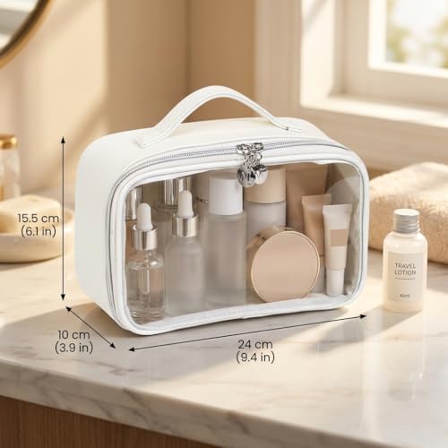 Travel Toiletry Bag with Clear Front & Handle - Waterproof