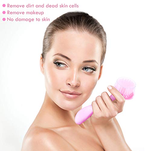3-Pack Facial Cleansing Brush Set - Soft Bristle Face Scrubber