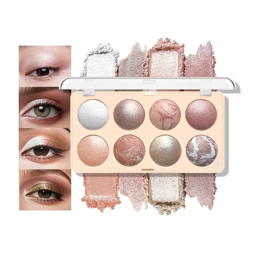 Baked Shimmer Eyeshadow Palette - Pearl Metallic Rose Gold