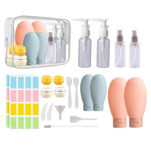 21 Pcs Refillable Travel Toiletry Bottles & Bag Set