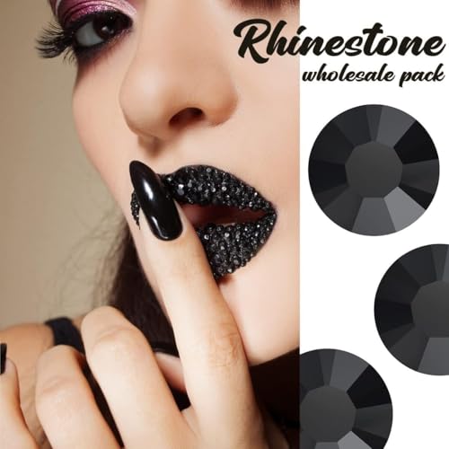 Black Resin Rhinestones 3mm Bulk for Nail Art & Crafting - Pure Black SS10