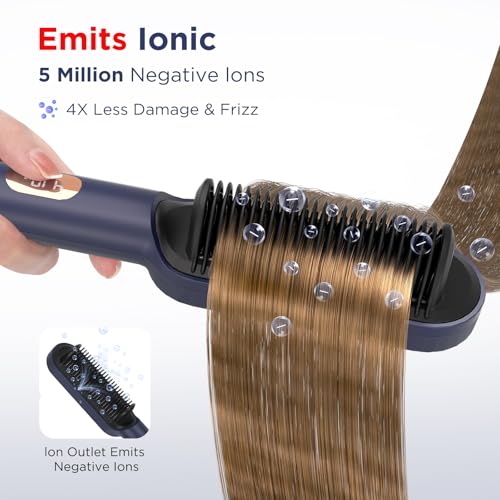 Prizm Hair Straightener Brush – Fast Heating, 4 Temps, Negative Ions