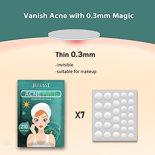 Pimple Patches 210 Counts Three Sizes, Hydrocolloid Patch Invisible with Tea Tree Oil, Acne Patches, Zit Patches for Face, Acne Spot Treatment