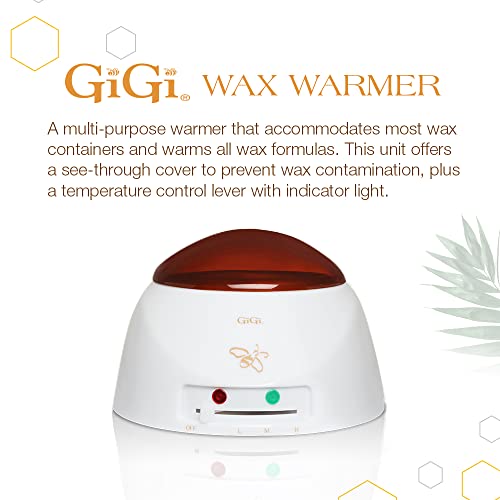 GiGi All Purpose Honee Soft Wax 14 oz, Multi-Purpose Wax Warmer and Large Natural Muslin Epilating Strips, 100 ct