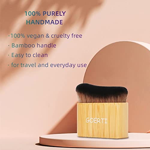 Tanning Brush for Self Tan GOERTI Fake Tan Body Brush Kabuki Foundation Brush for Face Body Blending Makeup Brush for Self Tan, Bronzer, Shimmer, Concealer or Highlighter, With Protective Case