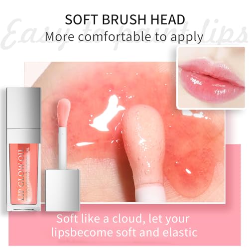 3Pcs Plumping Lip Oil, Lip Glow Oil Tinted Lip Balm Lip Care, Long Lasting Nourishing, Transparent Toot Lip Oil Repairing Lip Lines and Prevents Dry Cracked Lip Plumper (Lip Gloss- C Set)