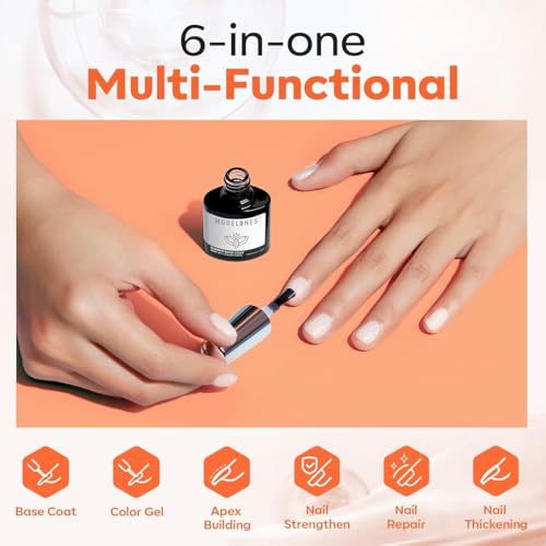 modelones Milky White Builder Nail Gel Rubber Base Coat Sheer