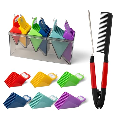 Extra Long Clipper Guards Set Compatible with Andis Master, Oster Fast Feed, Andis AAC-1, GC, LCL, ML, PM-1, PM-2,PM-4, RCAC,RS-1,US-1, Size: #10-20 (Length: 1.25"- 2.5¡±), with straighting comb