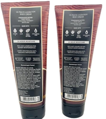 Bath & Body Works Men's Whiskey Reserve Ultra Shea Cream 8 Oz 2 Pack - Ultimate Hydration, 16 Ounce