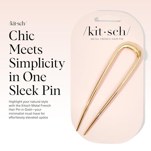 Kitsch Gold Metal French Hair Pin, U-Shaped Hair Fork for Updos & Buns