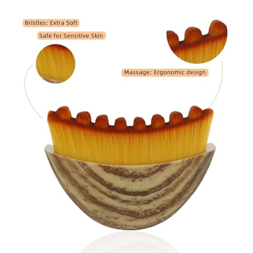 Lymphatic Face Brush for Facial Cleansing & Contouring - Soft Bristles, Anti-Puffiness, Skin Absorption Tool