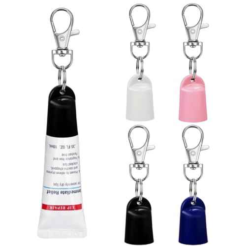 4 pcs Keychain Cap for Aquaphor Lip Balm, Keychain Holder Compatible with Aquaphor 0.35 oz Lip Repair Tubes, Fit Portable Lip Balm Holder