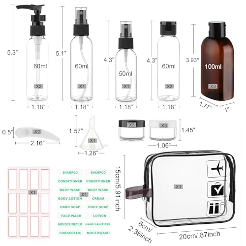 Cosywell TSA Approved Travel Toiletry Bottles Set, 20 Pack