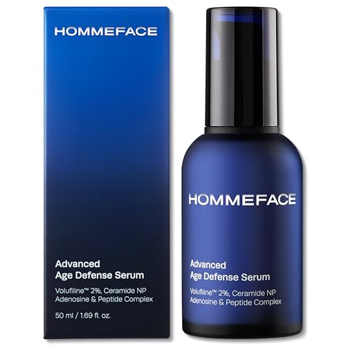 HOMMEFACE Men¡¯s Advanced Age Defense Anti-Wrinkle Face Serum - Anti-Aging Korean Skincare Technology with Volufiline, Ceramide, Collagen, Hyaluronic Acid & Peptides, 1.69 fl oz
