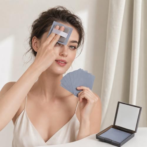 Oil Blotting Sheets for Face with Mirror & Puff - 100 Count