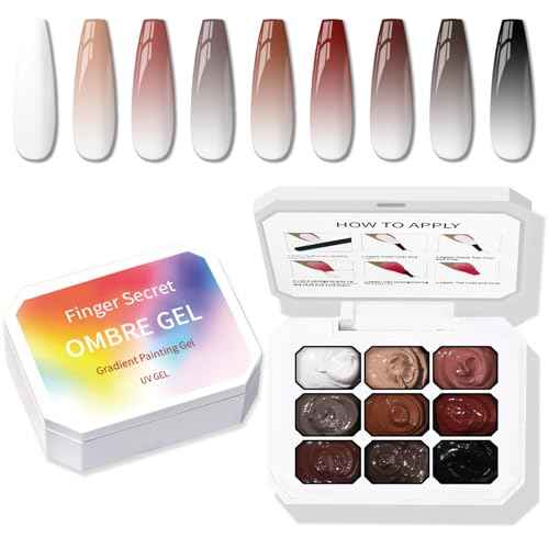 Sponge Pat Paint Nail Gel, 9 Colors Ombre Nails Gradient Gel Blush Blooming Aura Nails Drawing Stripper Floral Painting Nail Art, No Wipe, UV/LED Curing (9 Colors F)