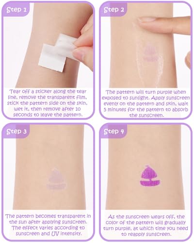 UV Detection Temporary Tattoos - 160 Count Sunscreen Reminder Stickers