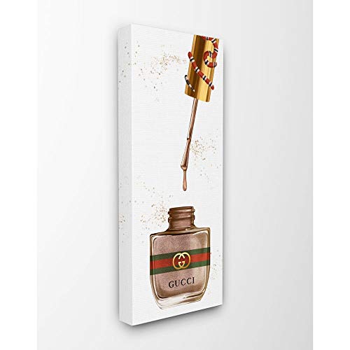Stupell Industries Makeup Nail Polish Brush Brown Fashion Design Canvas Wall Art, Multi-Color
