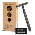 Parker 78R Double Edge Safety Razor with 5 Safety Razor Blades, Women & Men¡¯s Safety Shaving, Reusable, Plastic-Free ? Graphite