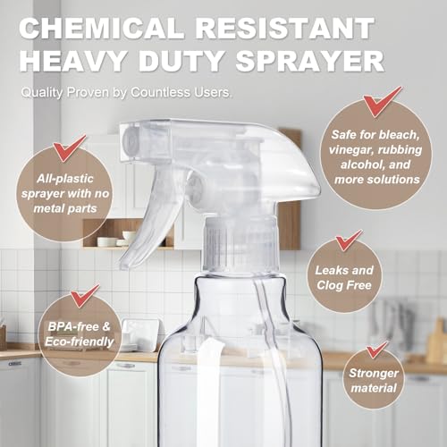 16.9 Oz Spray Bottles 2-Pack Heavy Duty Mist & Stream