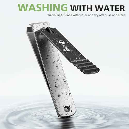 Heavy Duty Straight Blade Nail Clippers for Thick Toenails, Professional Stainless Steel Fingernail Toenail Clippers Trimmers - Thick Wide Jaw Toe Nail Clippings for Seniors, Men & Women - Black