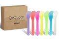 QsQueen 100 Pcs Cosmetic Spatulas, 7 Colors - Reusable Makeup Scoop