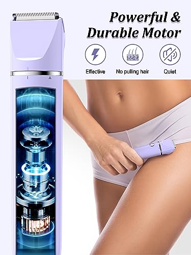 Purple Bikini Trimmer & Shaver Kit for Women 2-in-1 Wet Dry Electric Body Hair Removal
