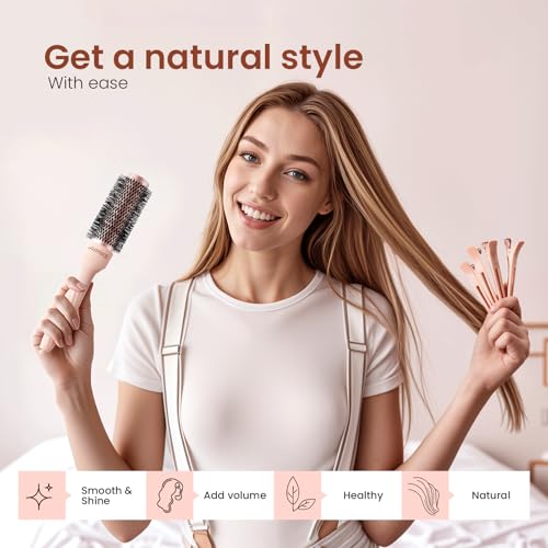 AIMIKE Rose Luxe 1.3 Inch Small Round Blowout Brush for Short Hair - Rose Gold
