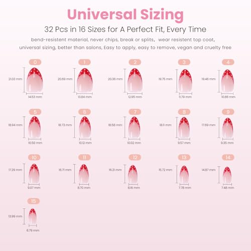 Nail Reformation Milky Pink Short Almond Press-On Nails - Strawberry Seed, 16 Sizes, 32 Pieces