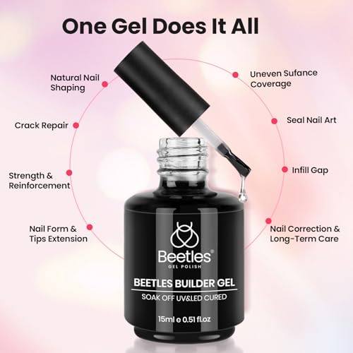 Beetles Builder Gel Clear & Milky Pink Nail Polish with Art Brush - Variation A