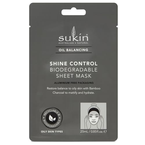 Sukin Oil Balancing Shine Control Sheet Mask Sachet, 0.85 Oz (Pack of 8)