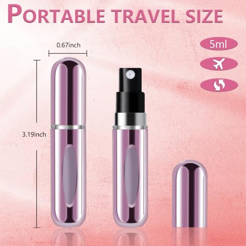 Refillable Perfume Atomizer Set - Leak-Proof, 5ml, 4 Colors - Silver Pink Blue Black