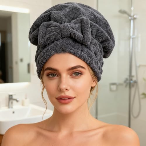 MAYOUTH Microfiber Hair Drying Towel Wrap - Bow-Knot Hair Turban (2-Pack)