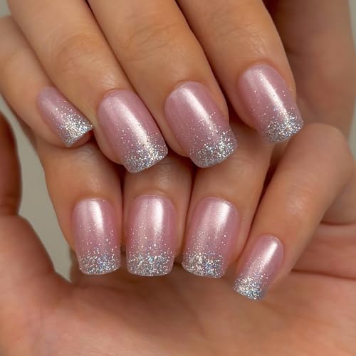CurvLife Short Press-On Nails Kit - Reusable Glossy Gel False Nails