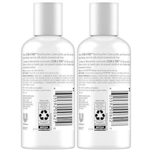 Nexxus Clean & Pure Shampoo and Conditioner, Travel-Size (6 Sets, 12 Bottles), Elastin Protein & Marine Minerals Purify & Detox, 3 Oz Ea