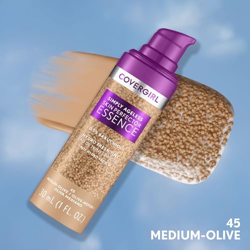 CoverGirl Simply Ageless Skin Perfector Foundation - 45 Medium-Olive, Vegan Tinted Skincare Hybrid