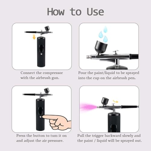 48PSI Airbrush Kit with Compressor, 0.3mm Nozzle & 4000mAh Battery