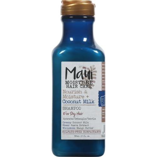 Maui Moisture Nourish & Moisture + Coconut Milk Shampoo to Hydrate and Detangle Curly Hair, Lightweight Daily Moisturizing Shampoo, Vegan, Silicone & Paraben-Free, 13 fl oz (Pack of 2)